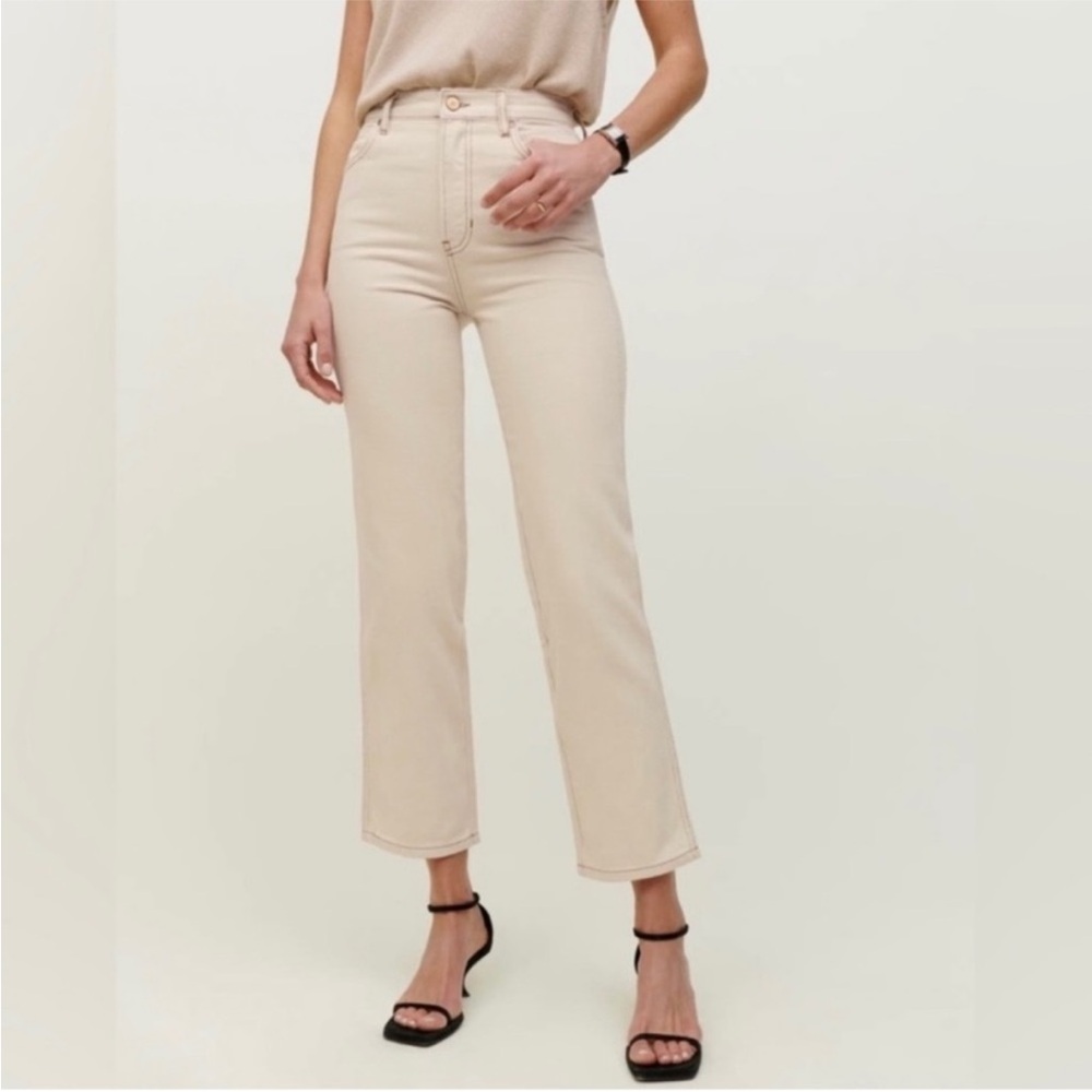 Reformation Cowboy High Rise Straight Jeans in Almond Cream size 24
